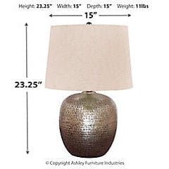 Hammered Aluminum Base Table Lamp in Silver - HER Home Design Boutique